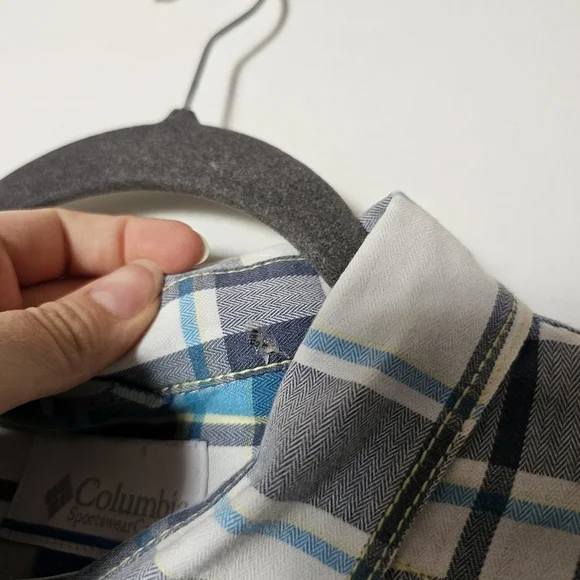 Columbia cotton plaid blue long-sleeve button-down camping outdoors shirt Sz XXL - Picture 4 of 9